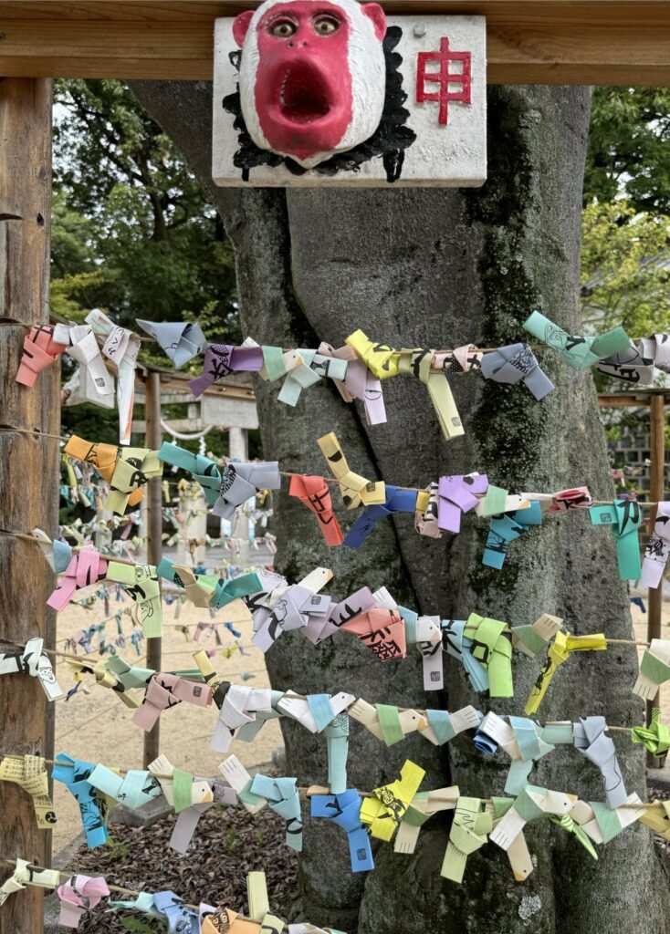 Display of fortunes at a temple. Photo by Debbie Stone