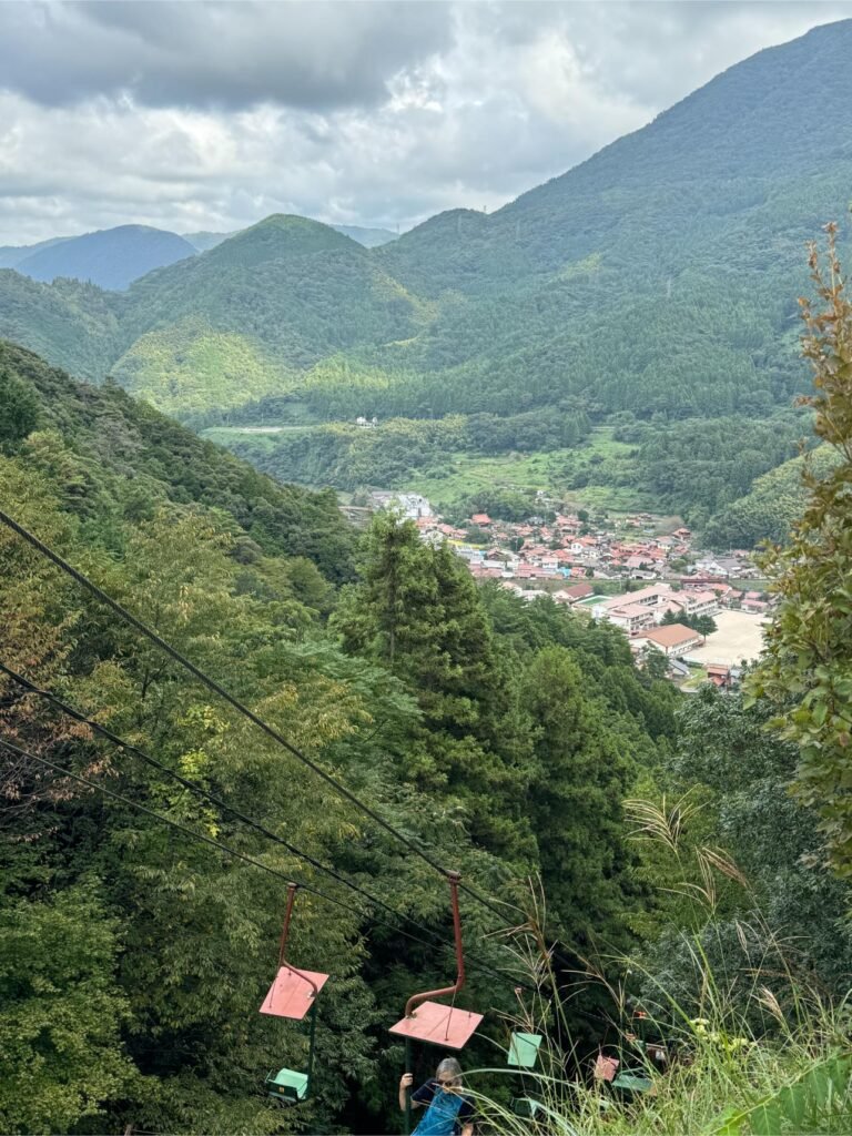 View of Tsuwano with chairlift. Photo by Debbie Stone