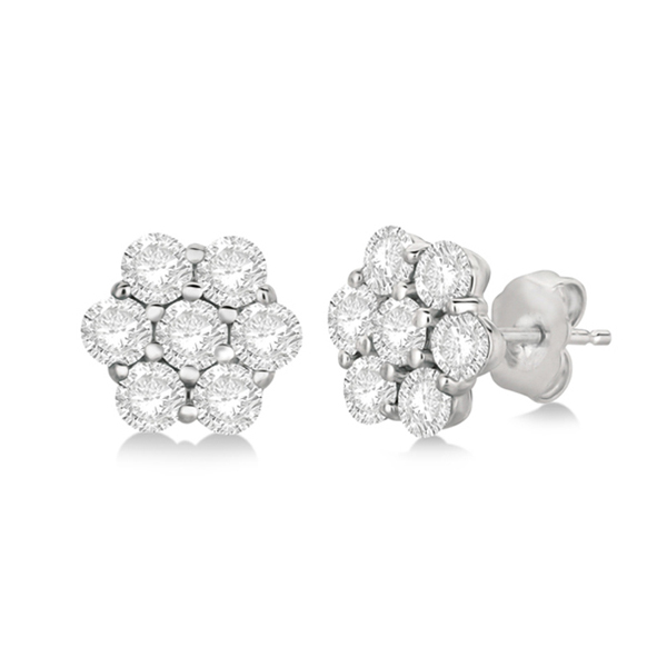 ALLUREZ Flower Shaped Diamond Cluster Stud Earrings 14K White Gold will definitely make her shine. Courtesy of ALLUREZ