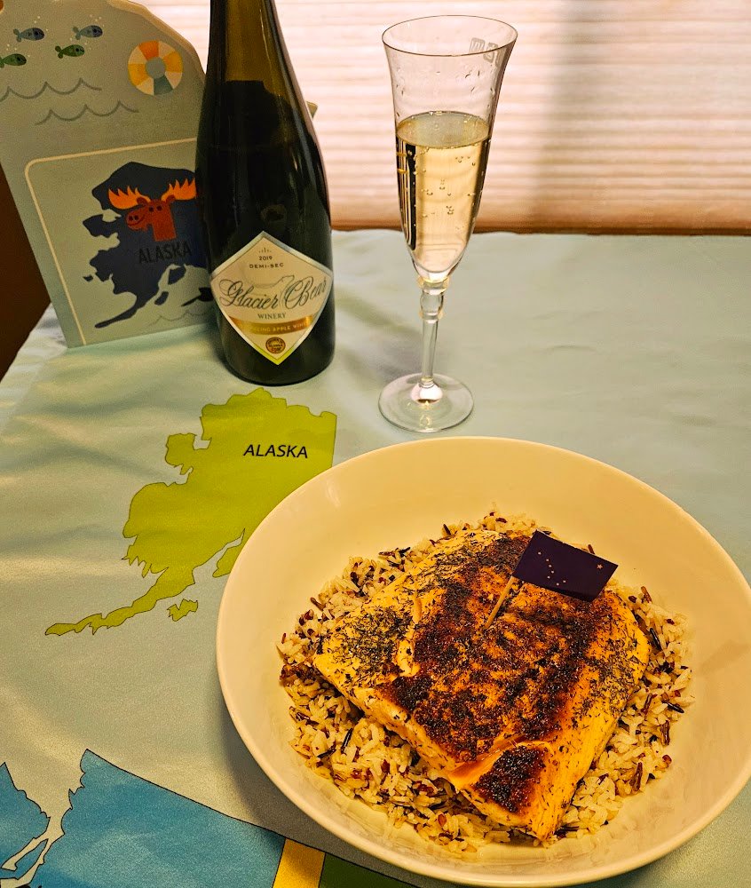 Alaska Salmon and wine